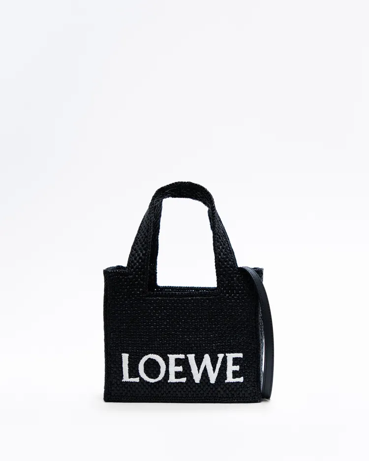 X Paula's Ibiza Raffia Mini Loewe Font Tote