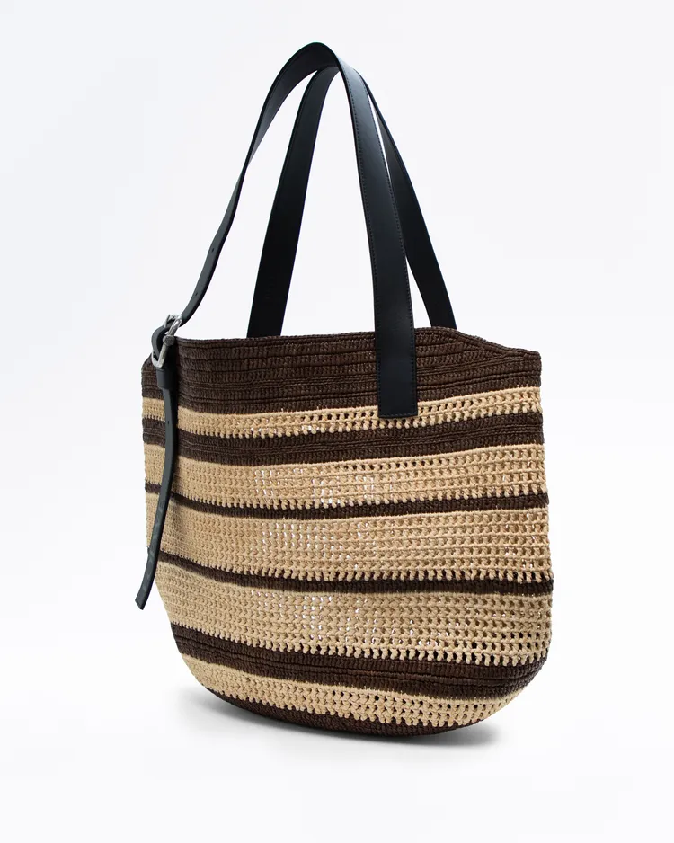 Alternate view angle of X Paula's Ibiza Raffia Loop Basket Bag