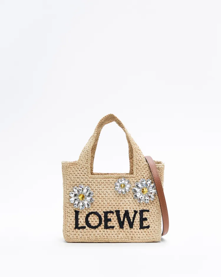 X Paula's Ibiza Raffia Mini Loewe Font Tote