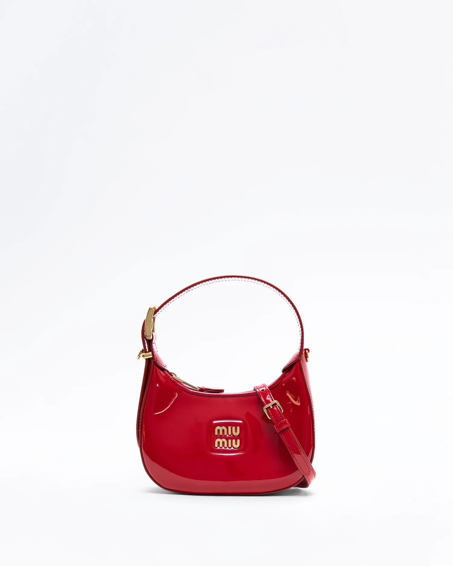 Patent Leather Buckle Mini Hobo Bag