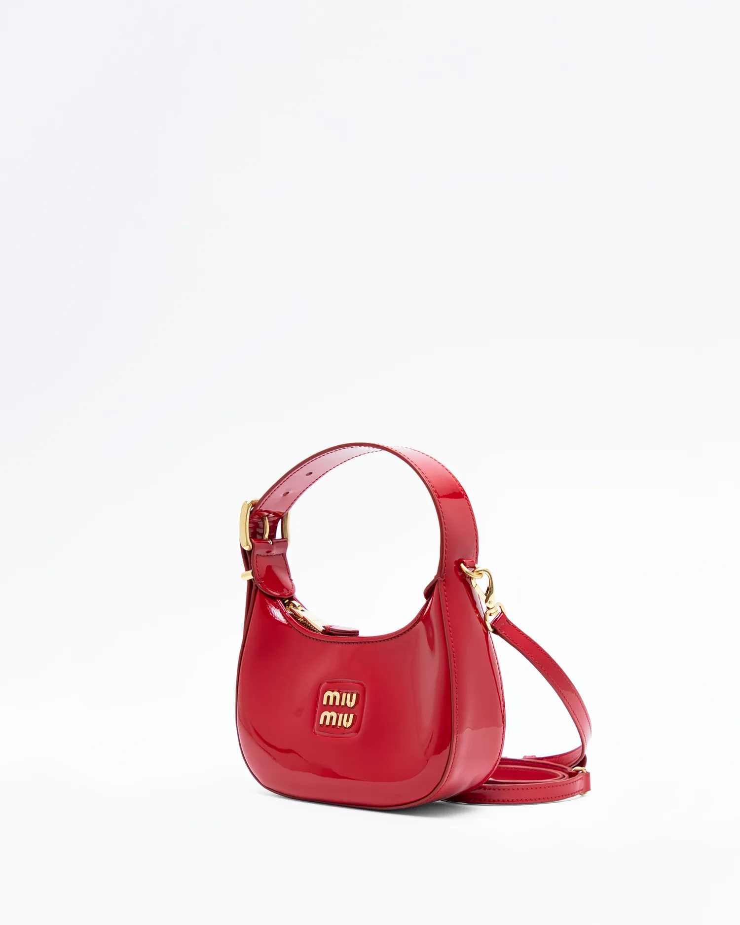 Patent Leather Buckle Mini Hobo Bag