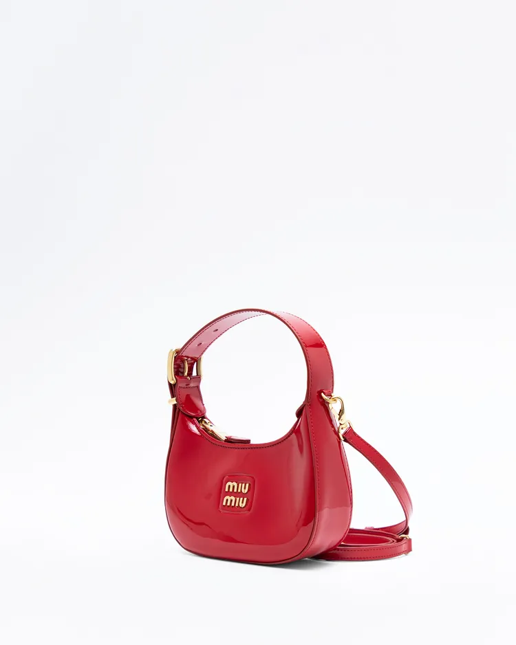 Alternate view angle of Patent Leather Buckle Mini Hobo Bag