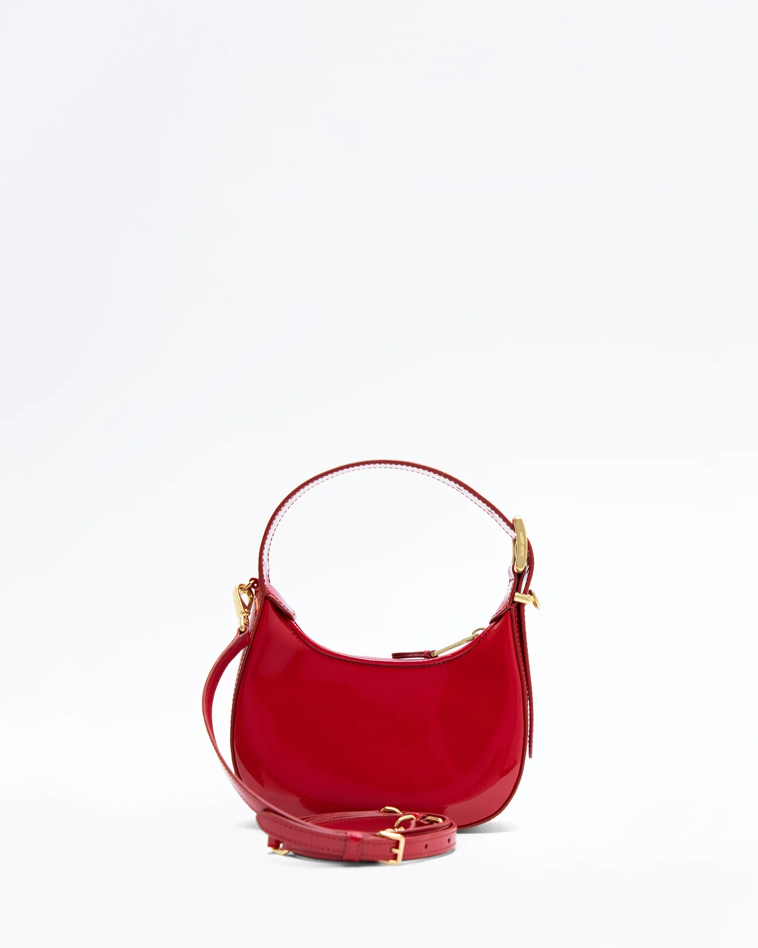 Patent Leather Buckle Mini Hobo Bag