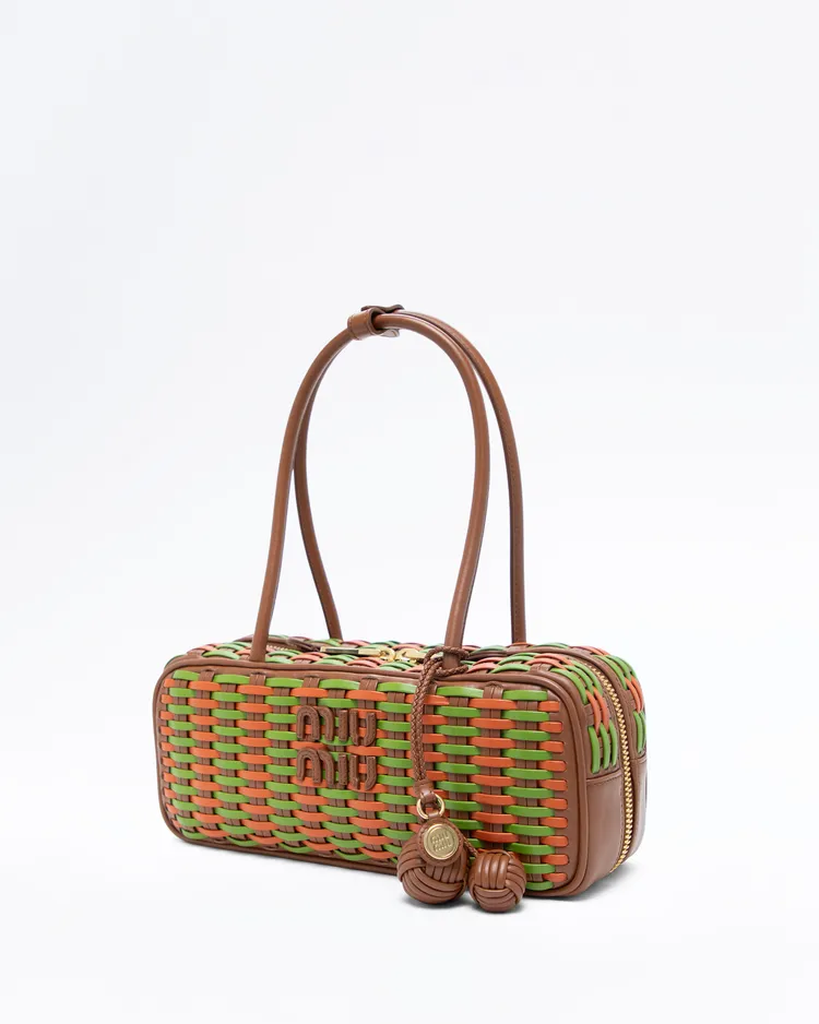 Alternate view angle of Small Beau Woven Leather Bag
