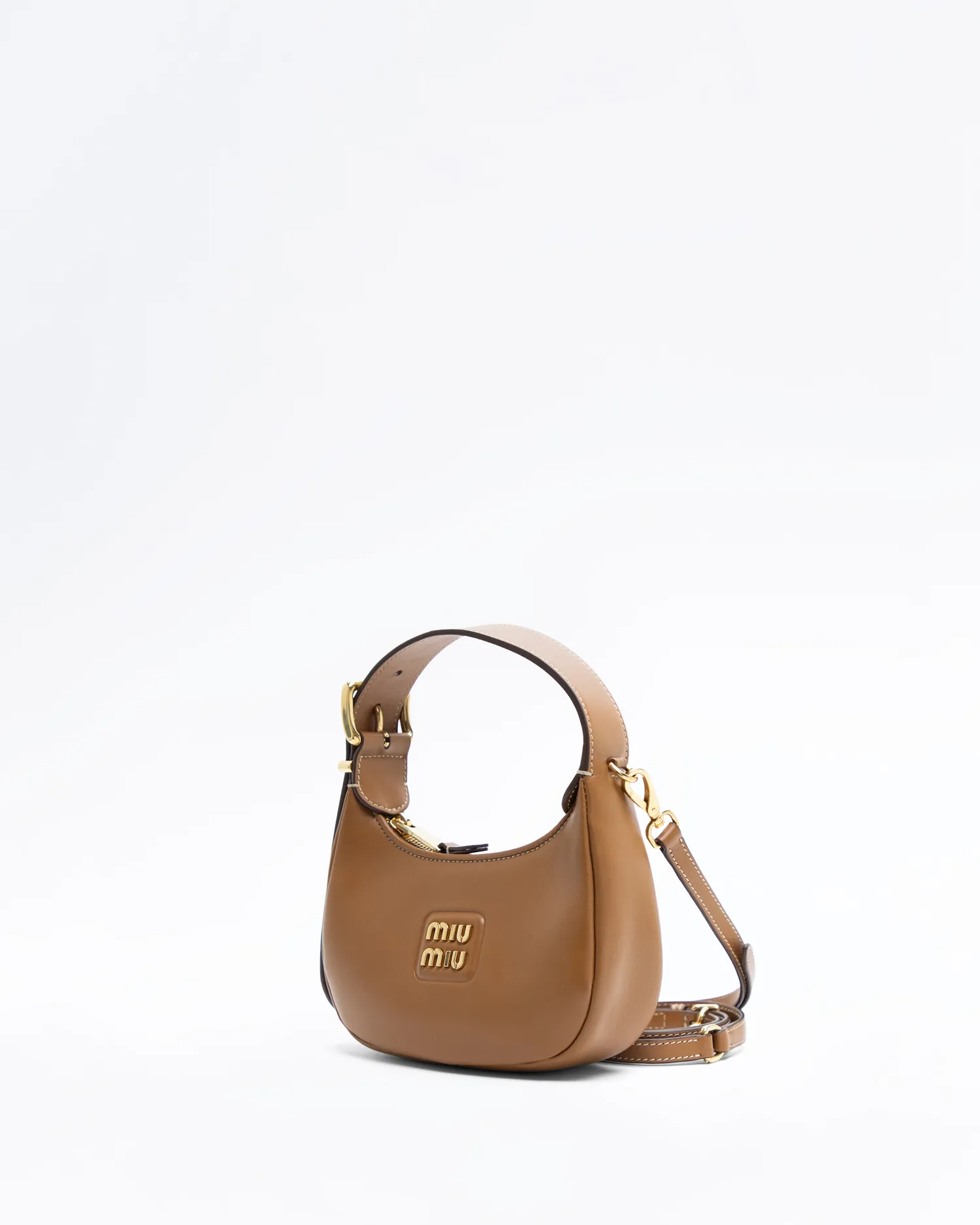 Leather Buckle Mini Hobo Bag