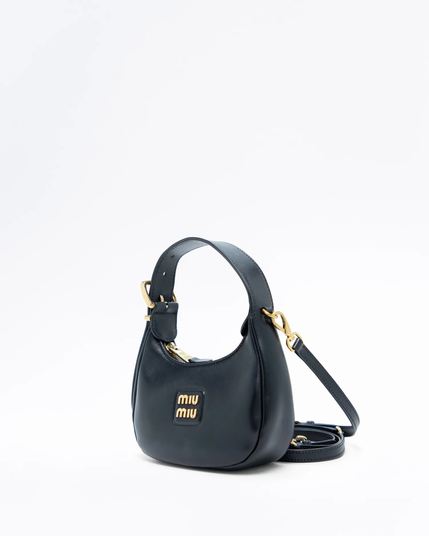 Leather Buckle Mini Hobo Bag