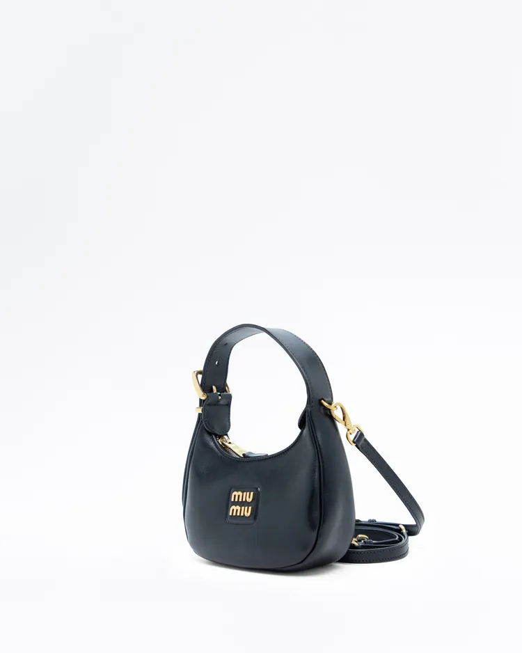 Alternate view angle of Leather Buckle Mini Hobo Bag