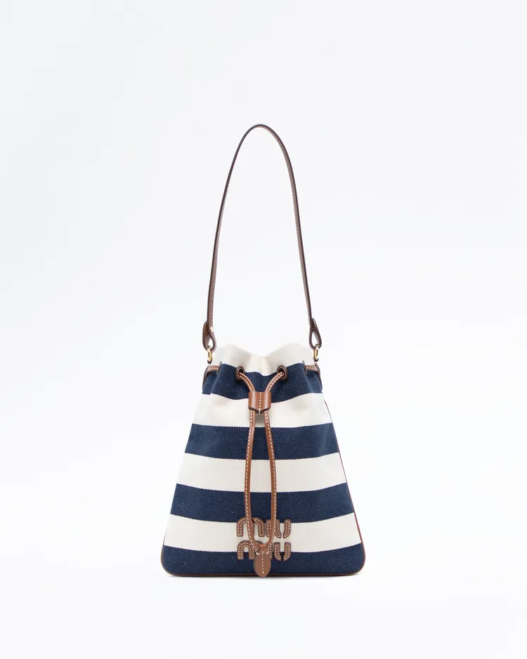 Striped Fabric Mini Pouch Bag
