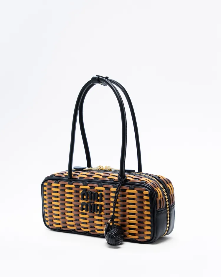Alternate view angle of Small Beau Woven Leather Bag