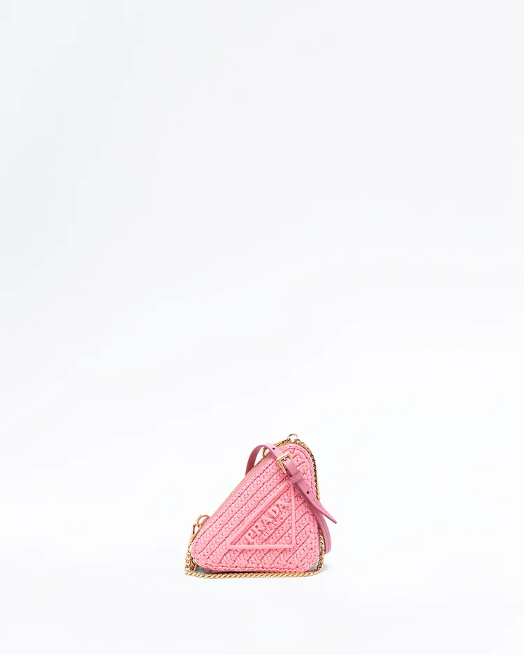 Raffia Triangle Mini Pouch Bag