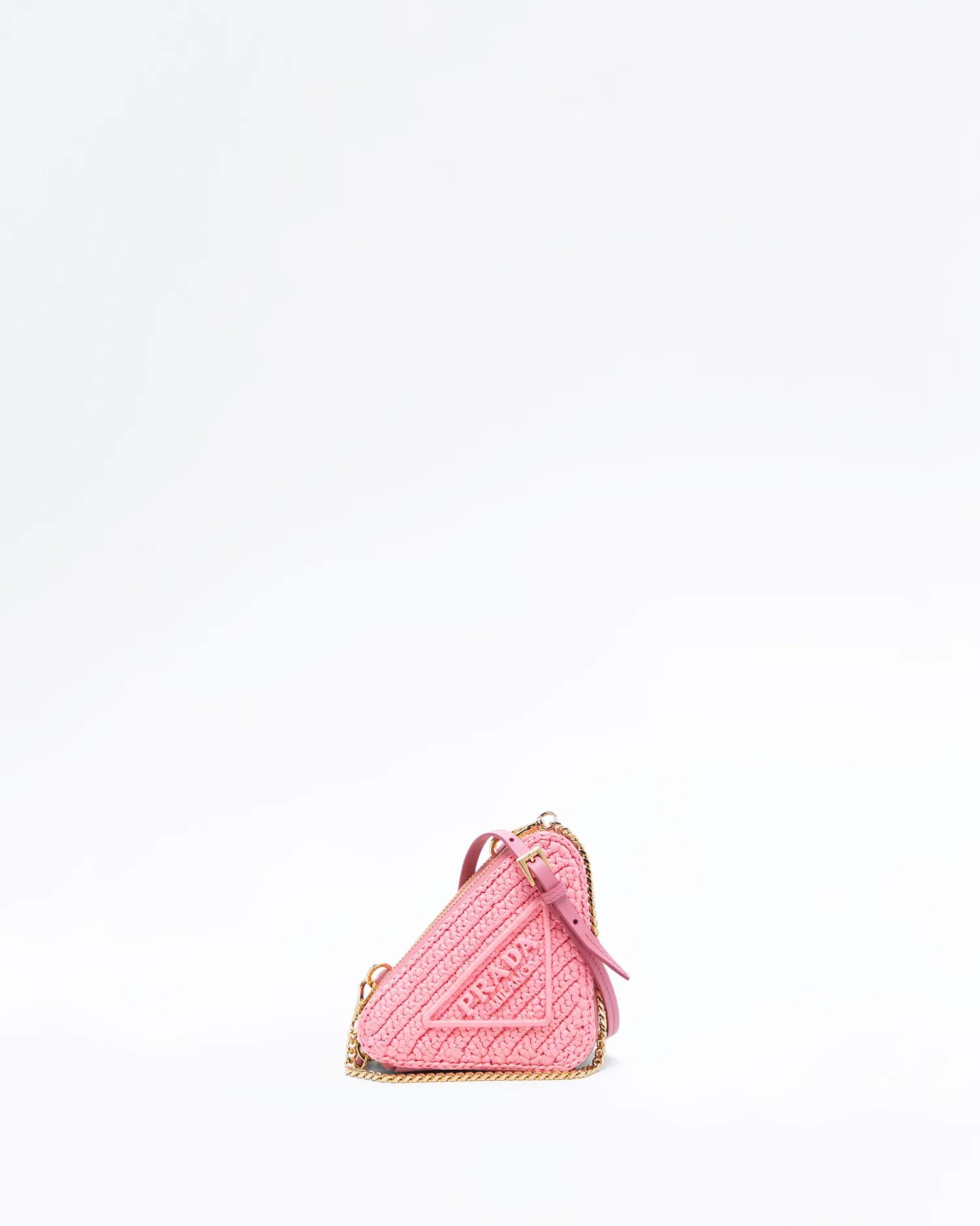 Raffia Triangle Mini Pouch Bag