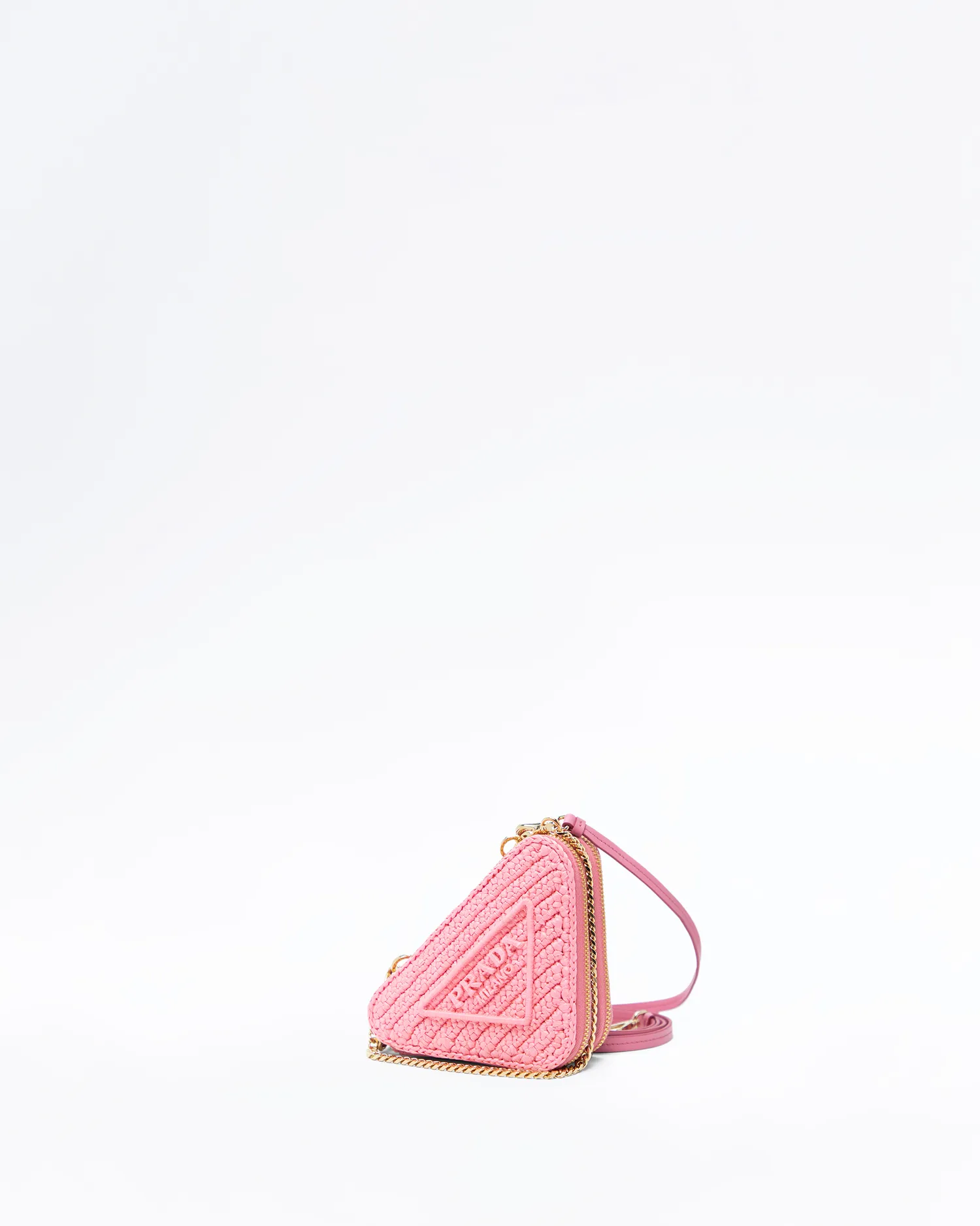 Raffia Triangle Mini Pouch Bag