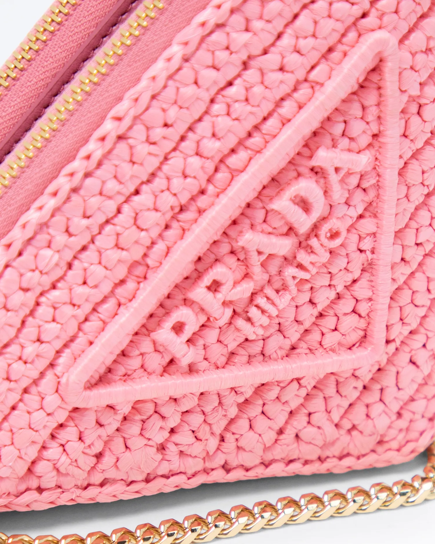 Raffia Triangle Mini Pouch Bag