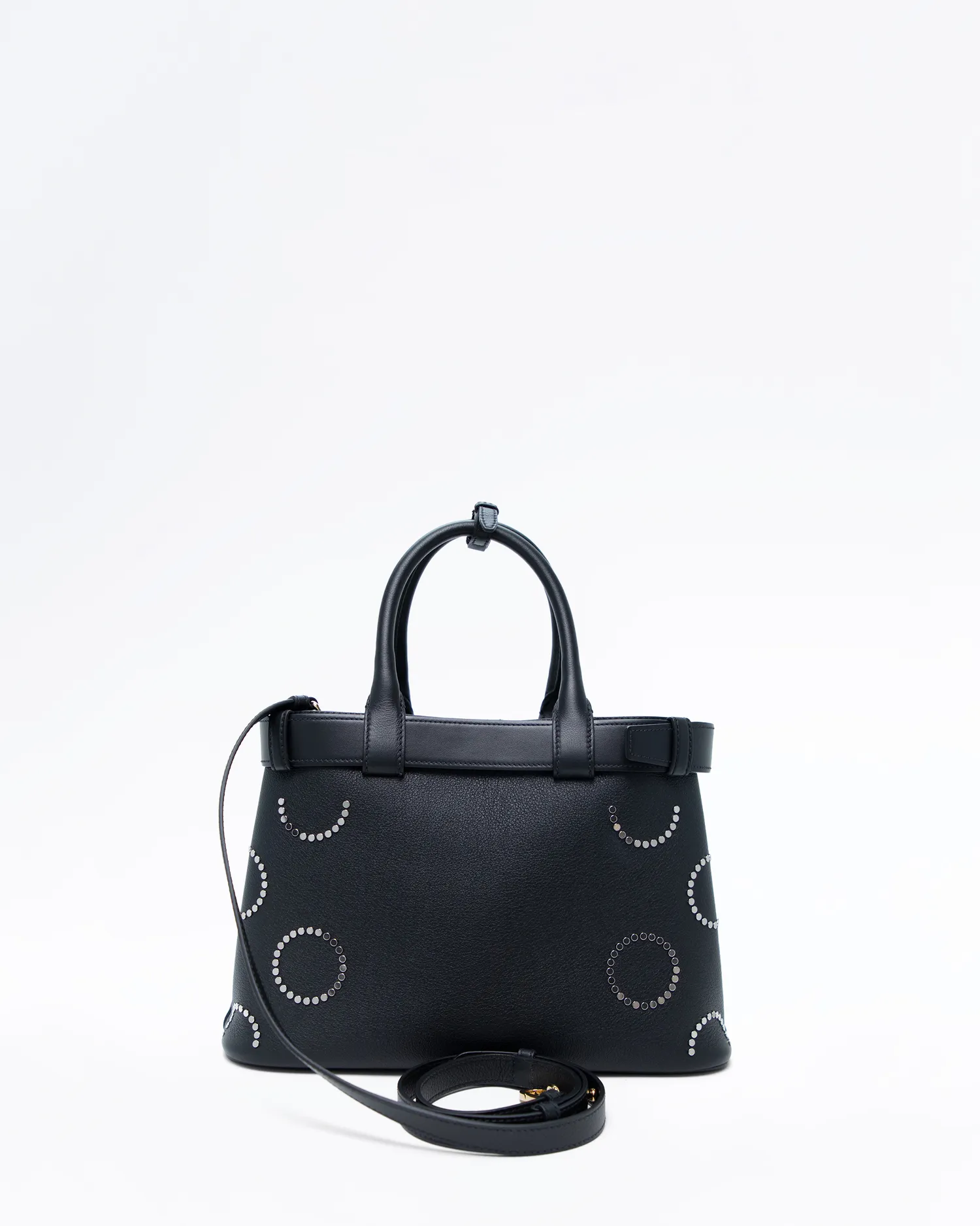 Studded Leather Buckle Bag with Belt