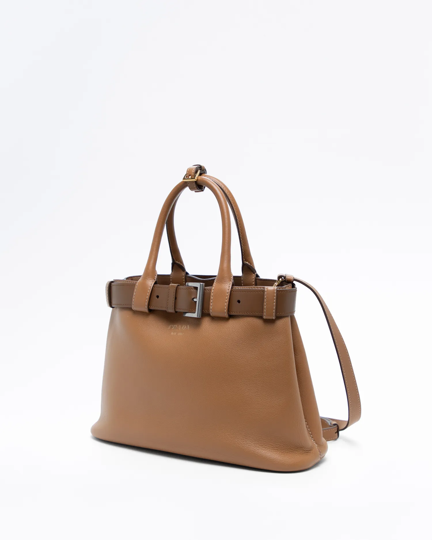 Leather Small Buckle Bag with Belt