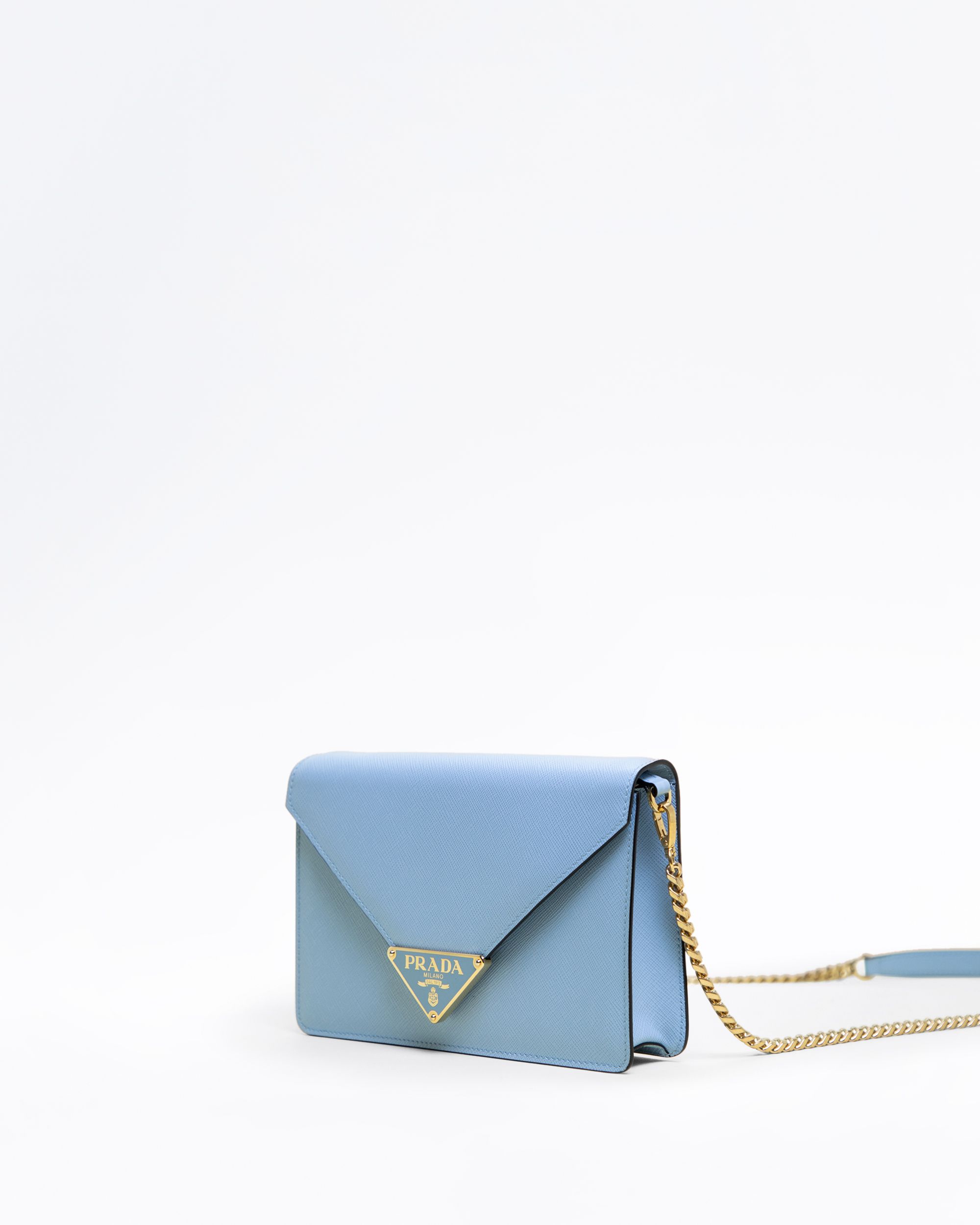 Prada Saffiano Enamel Triangle Shoulder Bag | Vivrelle