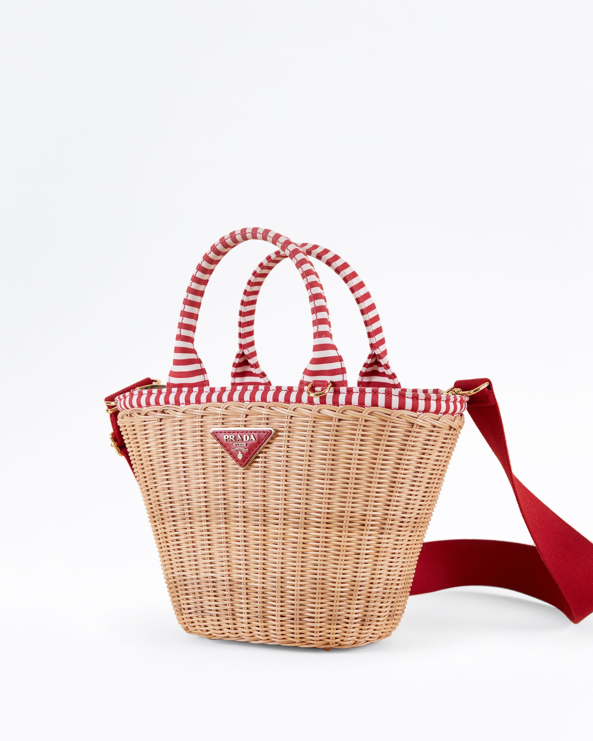 Prada Canvas Wicker Midollino Small Basket Bag | Vivrelle