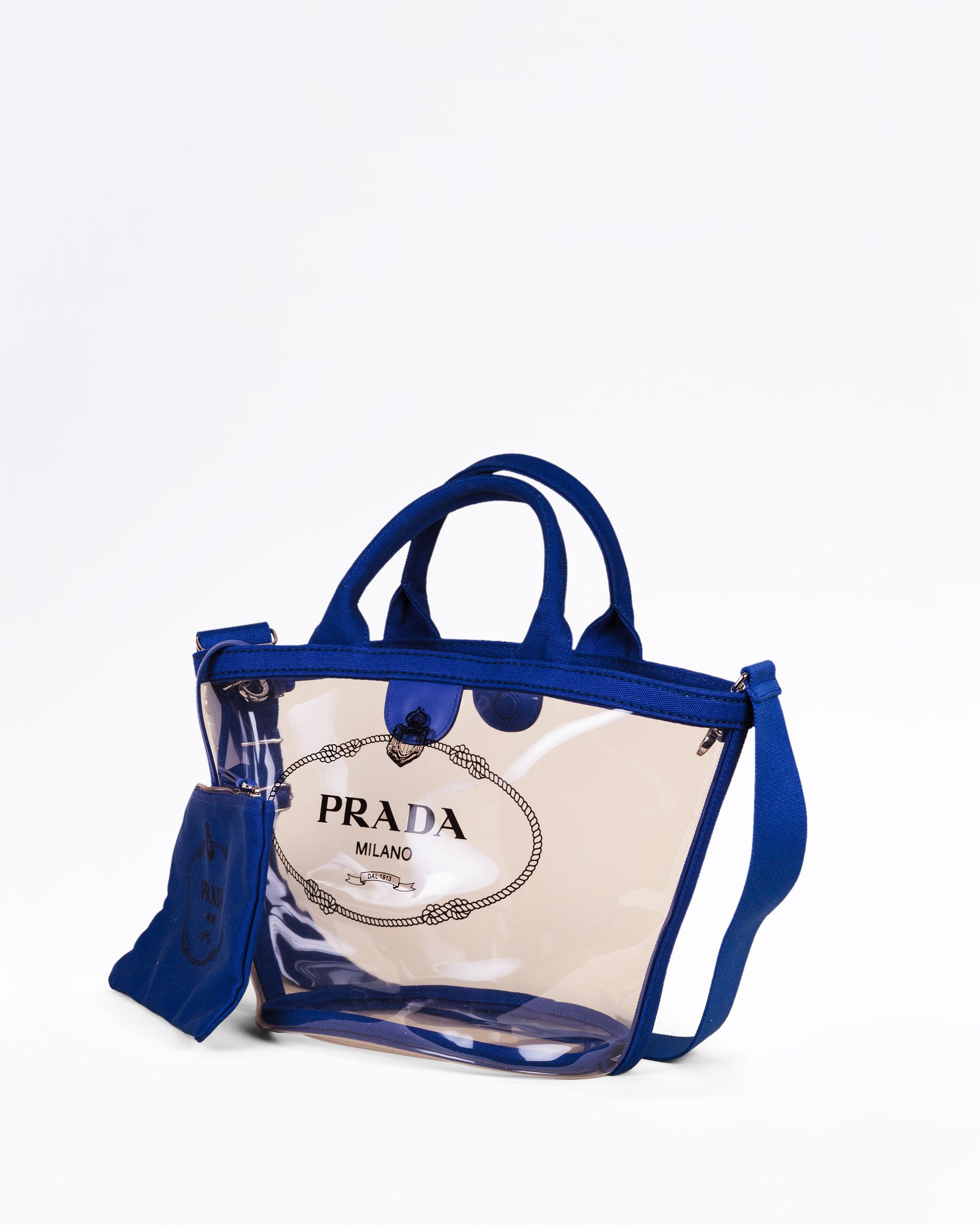 Prada XS Plexiglass Canapa Shopper Tote | Vivrelle