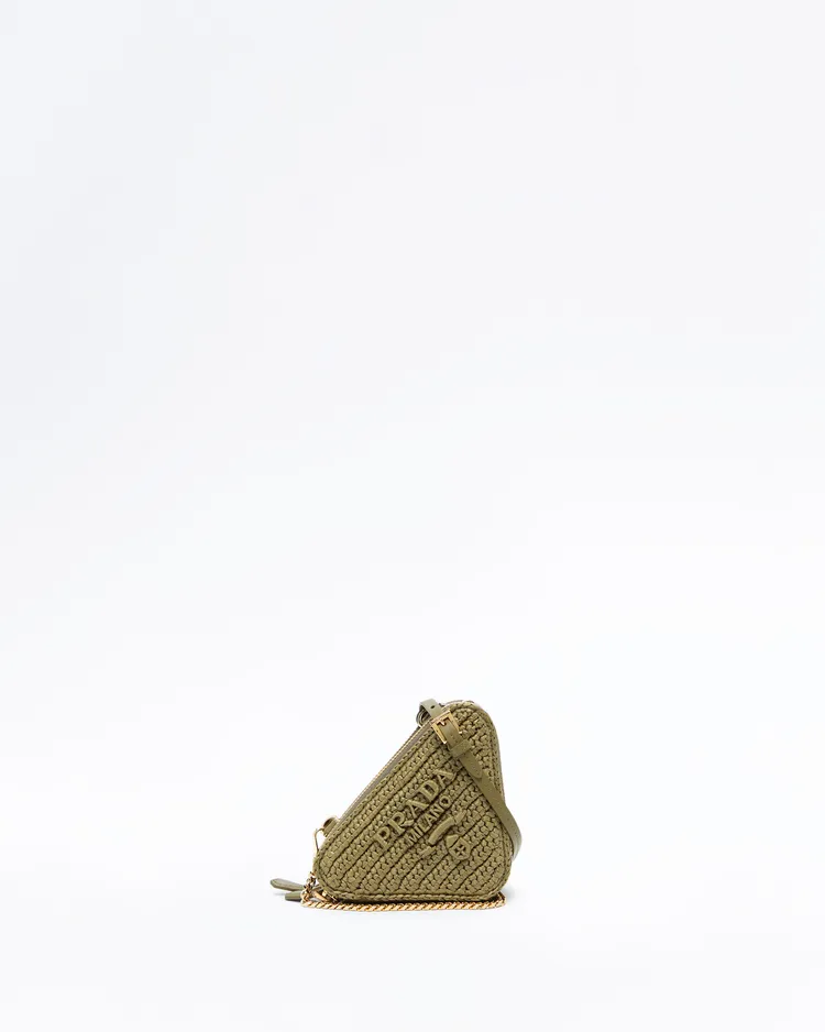 Raffia Triangle Mini Pouch Bag