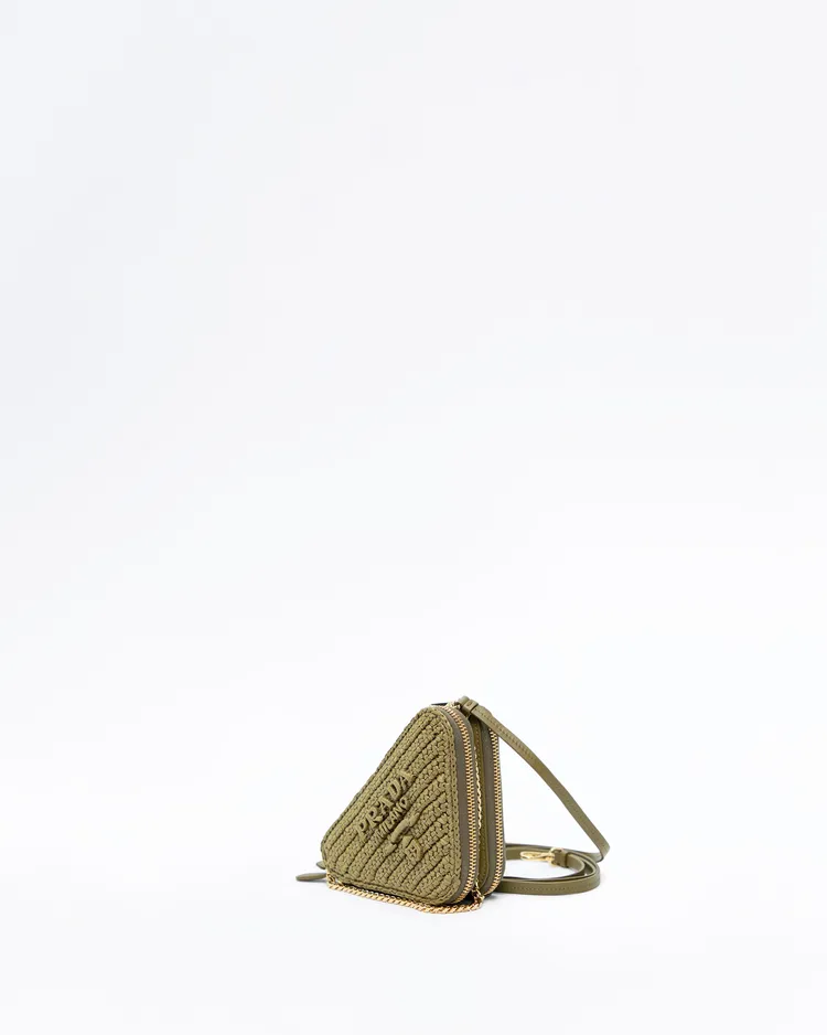 Alternate view angle of Raffia Triangle Mini Pouch Bag