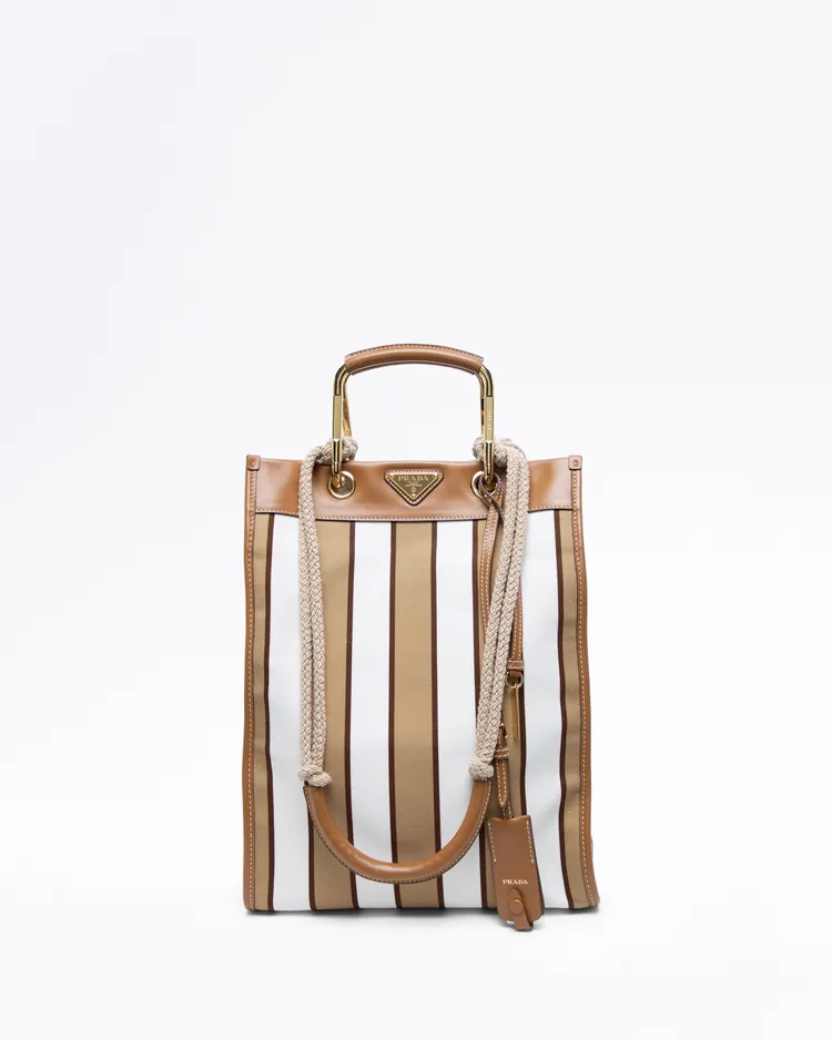 Striped Canvas Large Tote Bag