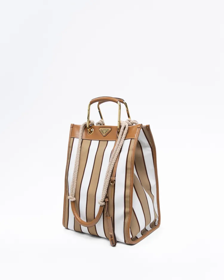 Alternate view angle of Striped Canvas Large Tote Bag