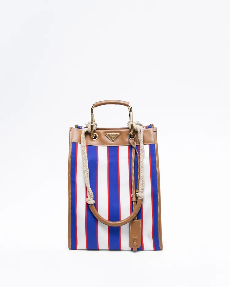 Striped Canvas Large Tote Bag