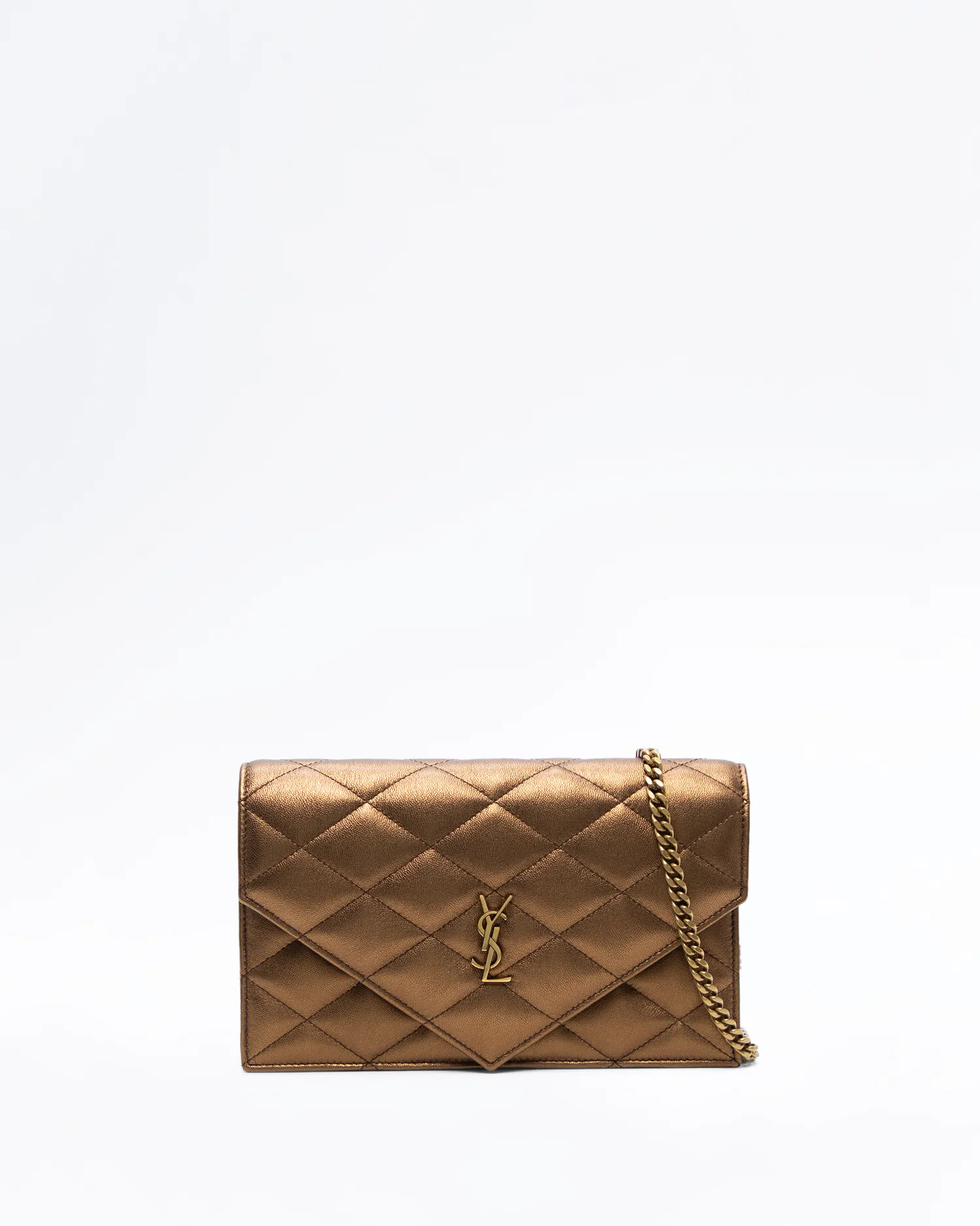 Metallic Paris Cassandre Envelope Chain Wallet