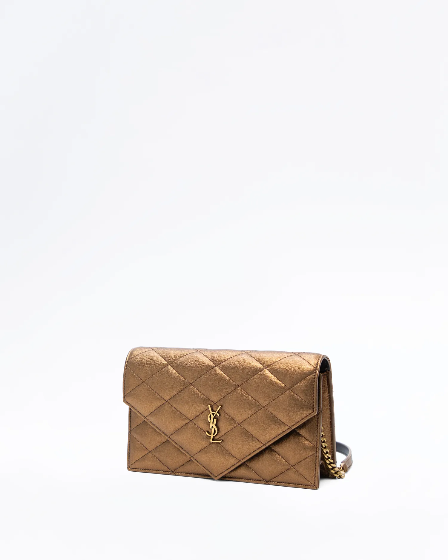 Metallic Paris Cassandre Envelope Chain Wallet