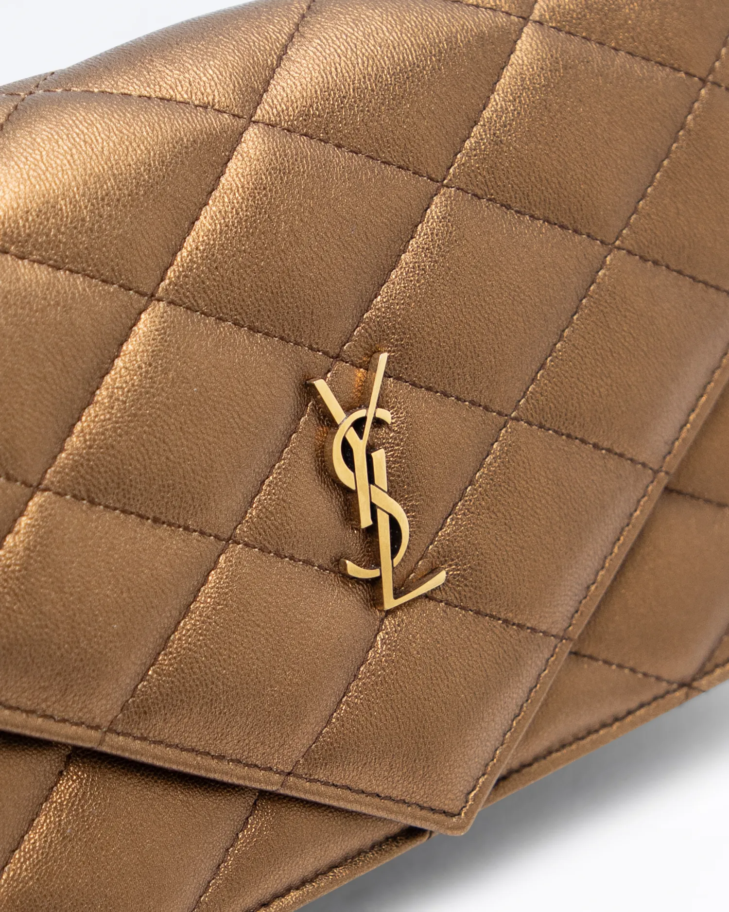Metallic Paris Cassandre Envelope Chain Wallet