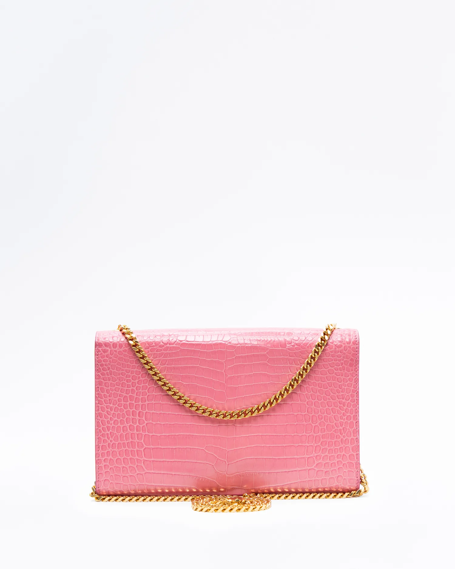 Croc-Embossed Medium Kate Tassel Bag