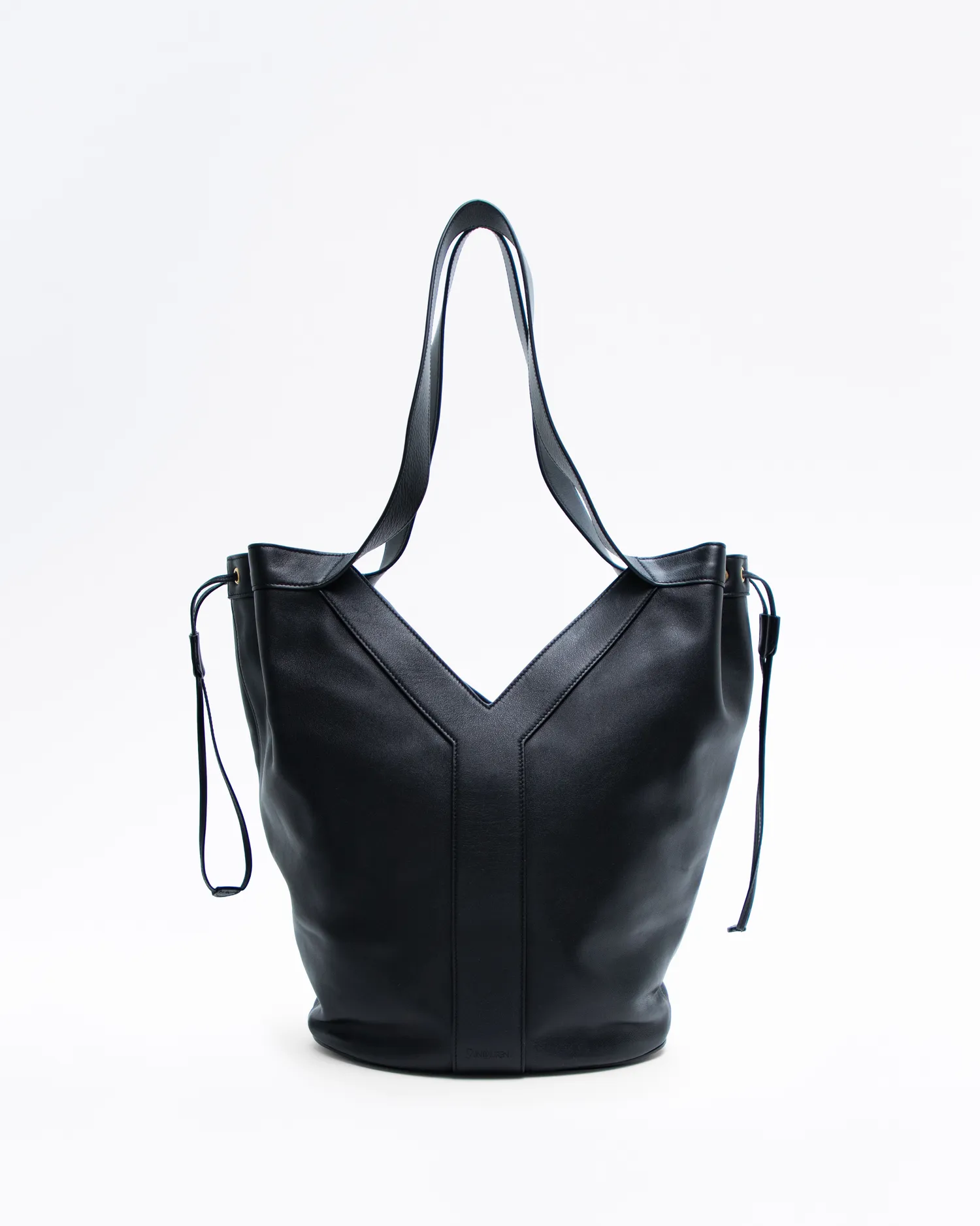 Leather Y Drawstring Tote