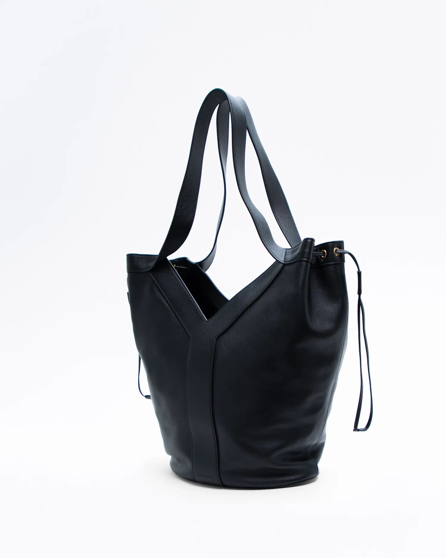 Leather Y Drawstring Tote