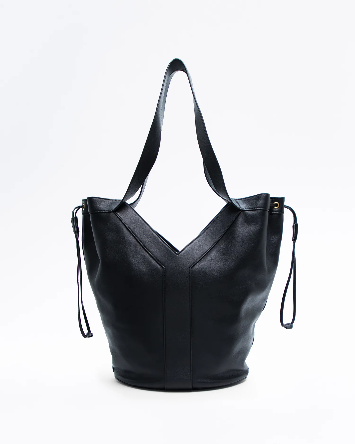 Leather Y Drawstring Tote