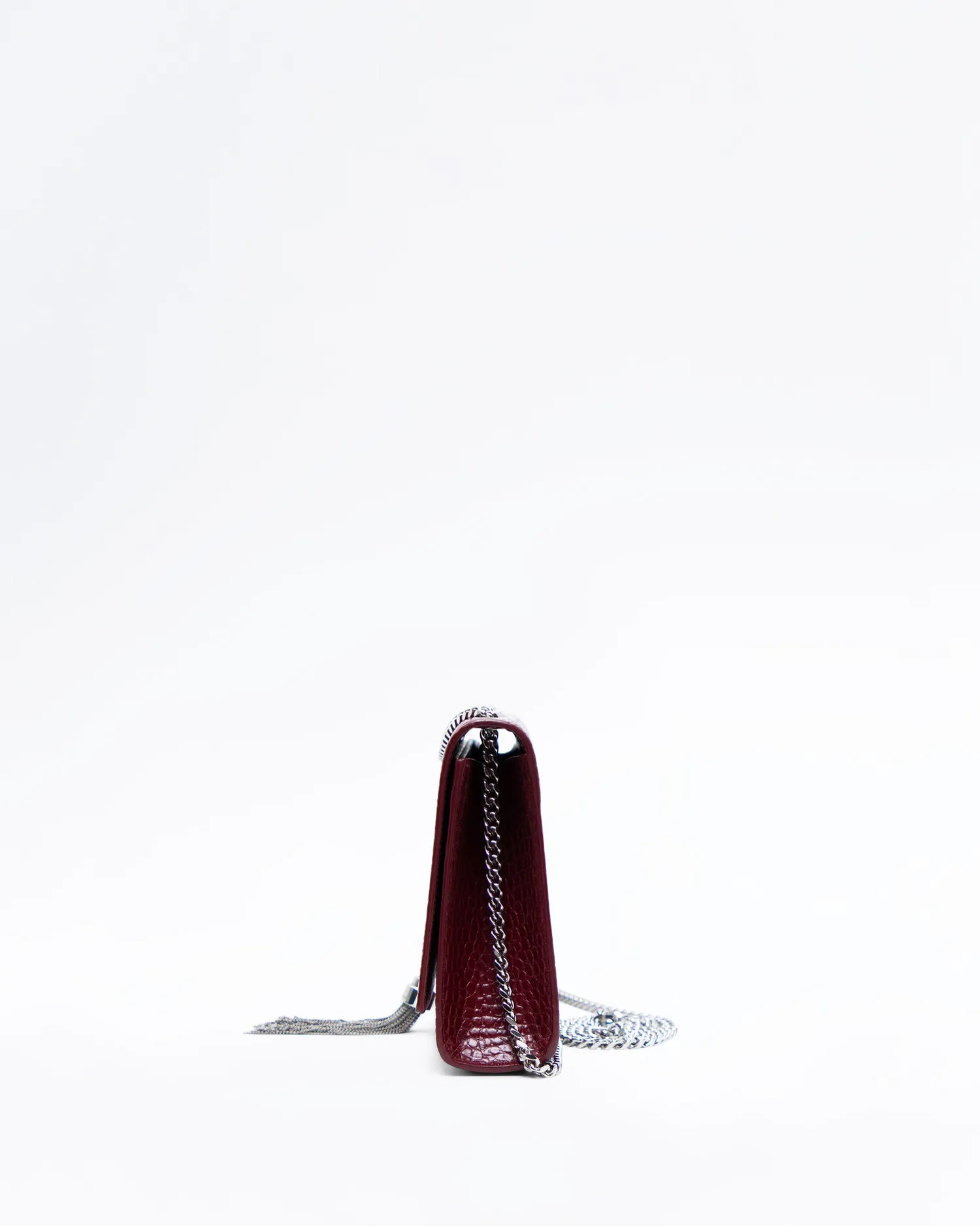 Croc-Embossed Medium Kate Tassel Bag