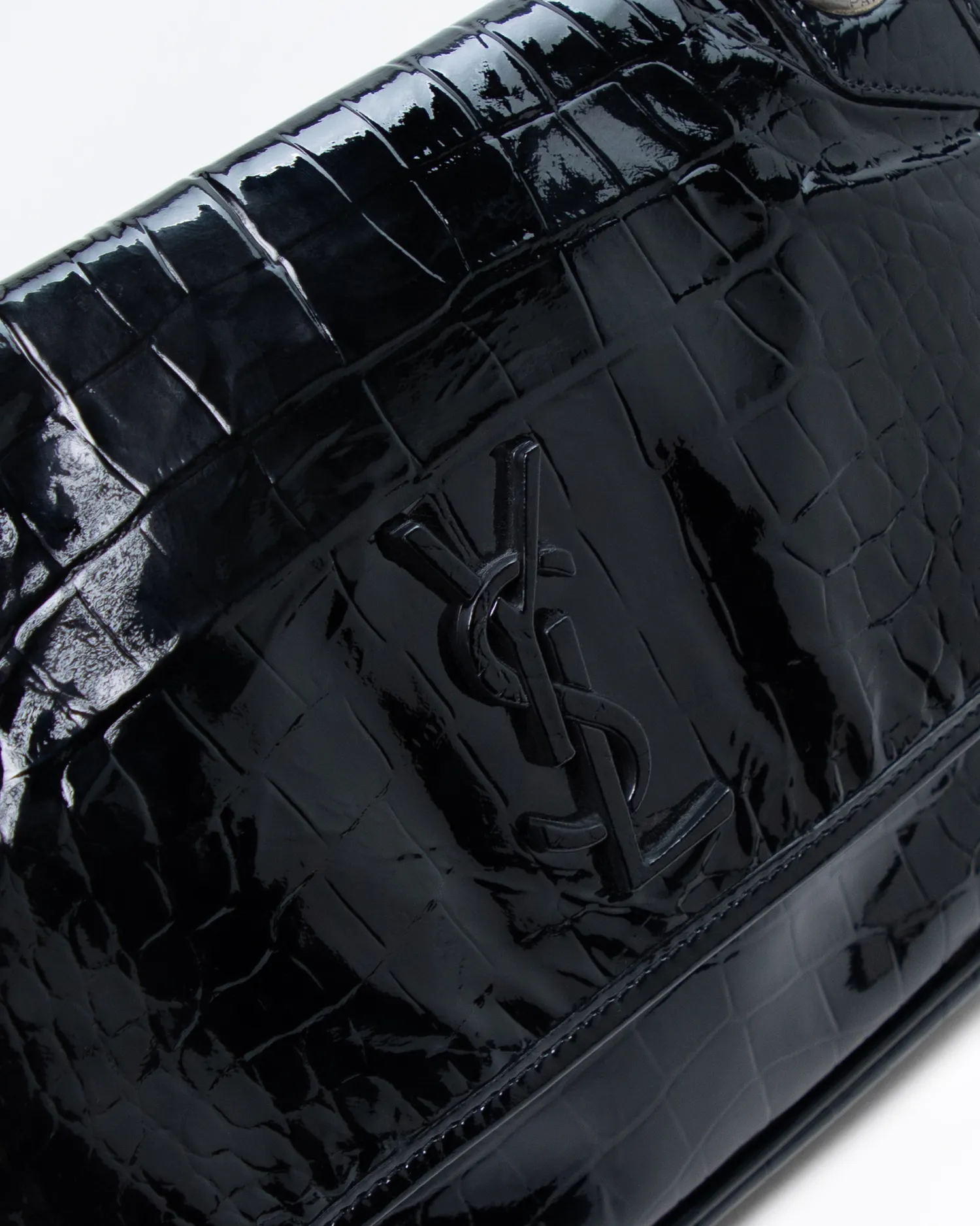 Patent Croc-Embossed Medium Niki Bag