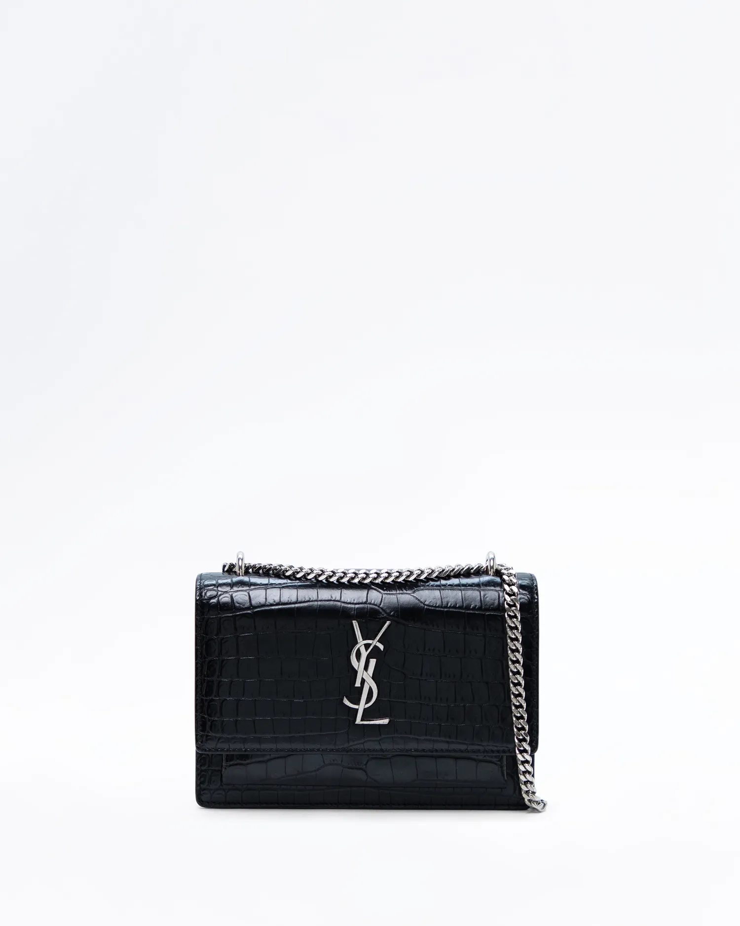 Croc-Embossed Mini Sunset Wallet on a Chain