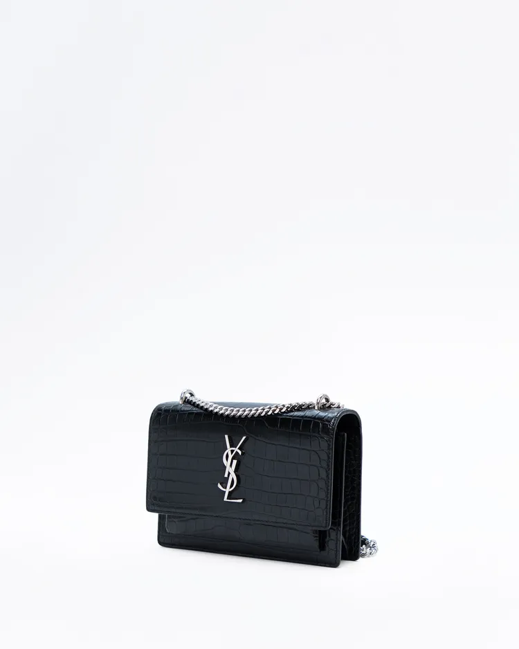 Alternate view angle of Croc-Embossed Mini Sunset Wallet on a Chain