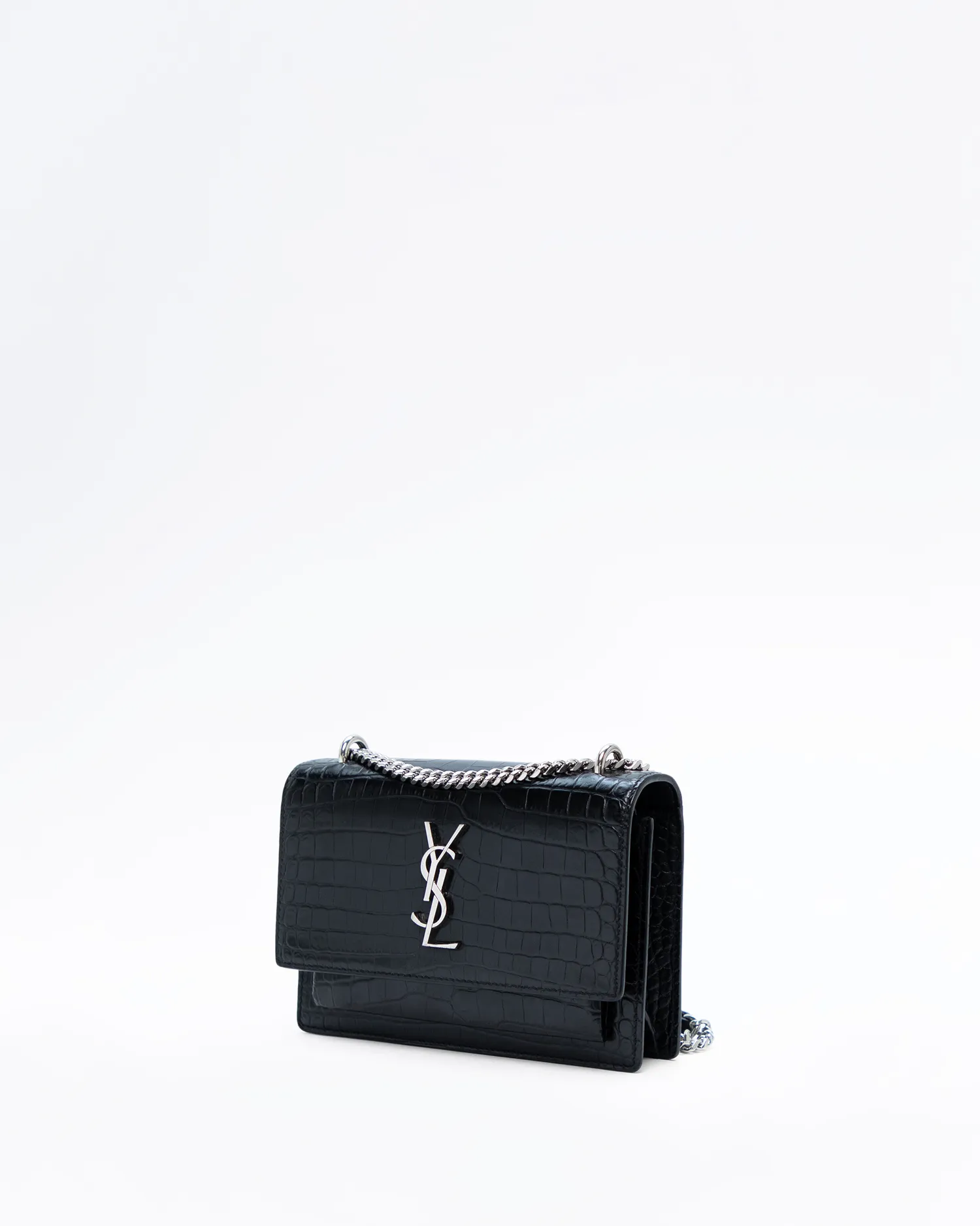 Croc-Embossed Mini Sunset Wallet on a Chain