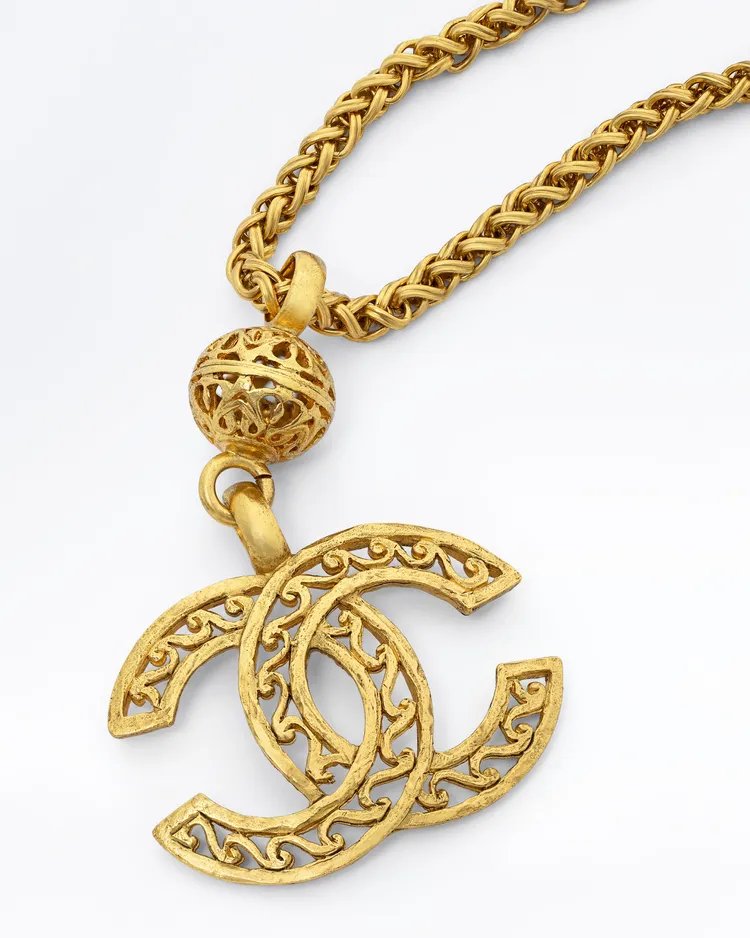 Alternate view angle of Vintage Large CC Pendent Chain Necklace