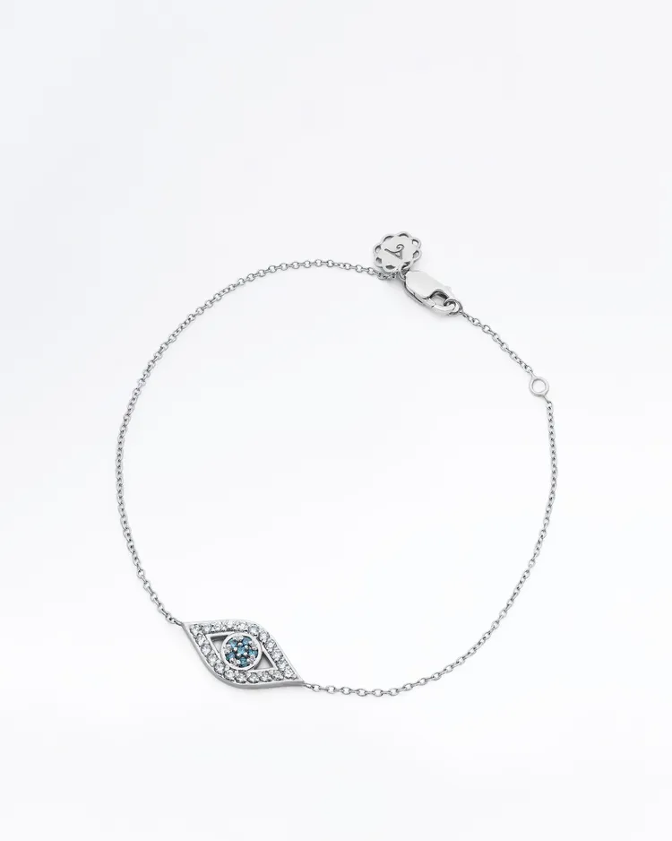 Alternate view angle of Diamond Evil Eye Bracelet